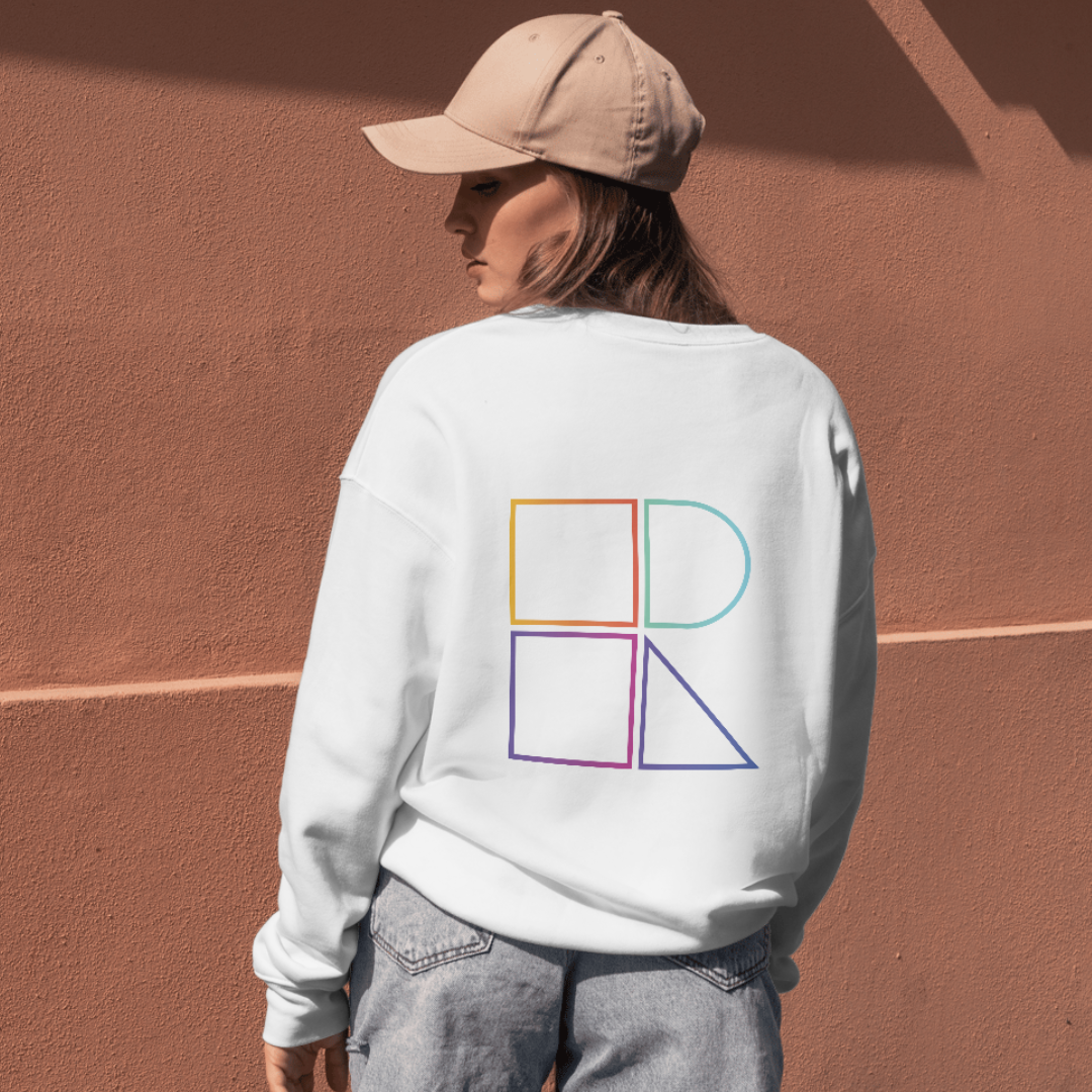White Sweatshirt - Back colorful logo