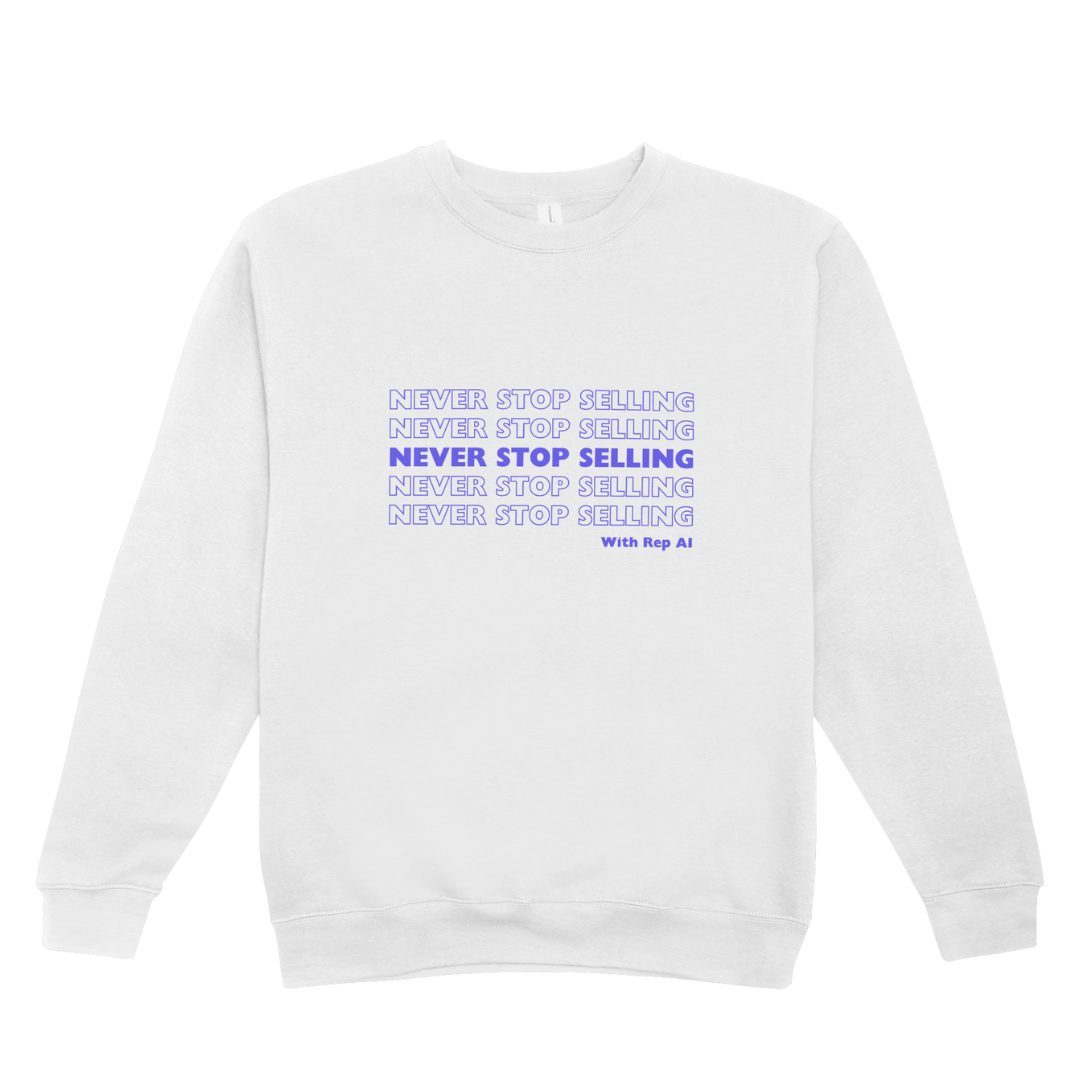 Never Stop Selling - Long Sleeve White Shirt Unisex